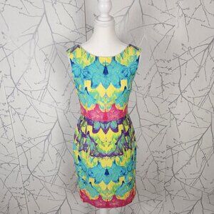 Muse Colorful Artsy Watercolor Print Sheath Dress
